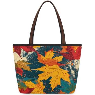 Imagem de Sacola grande para mulheres, folhas de bordo, outono, colorfu, bolsas de trabalho com zíper, reutilizáveis, bolsas de mão, casual, viagem, pernoite, viagens, trabalho, férias, praia, compras, academia