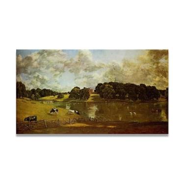 Imagem de LKXGRRSFG Impressão em tela Wivenhoe ParkJohn Constable: artista da Royal Academy, paisagem britânica clássica do século XIX 50 x 100 cm sem moldura