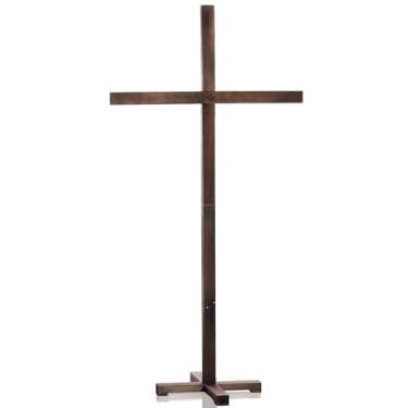 Imagem de GlikCeil Cruz de madeira extra grande em pé para uso ao ar livre, cruz de parede grande Jesus Cristo suprimentos artesanais Ele é ressuscitado, ornamentos para casamento, casa, escritório, igreja de