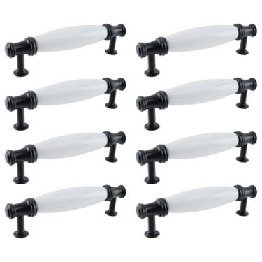 Imagem de Chinflly Puxadores de cerâmica puxadores de cerâmica antigo vintage funiture hardware espaçamento 97 mm/3,82 polegadas para cômoda de cozinha, armário porta de gaveta com parafusos de montagem, 8