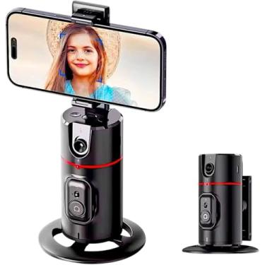 Imagem de Suporte Inteligente com Rastreamento Facial 360° Automático para Celular – Ideal para Lives, Vídeos, Reuniões, TikTok, YouTube, Estabilizador com Base Rotativa e Tripé Integrado