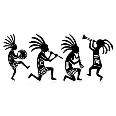 Imagem de Simaixing 4 Estilos Kokopelli Arte de Parede Metal Kokopelli Decoração de Parede Externa Pendurada Esculturas do Sudoeste Decoração de Parede Nativo Americano Ocidental para Varanda Sala de Estar