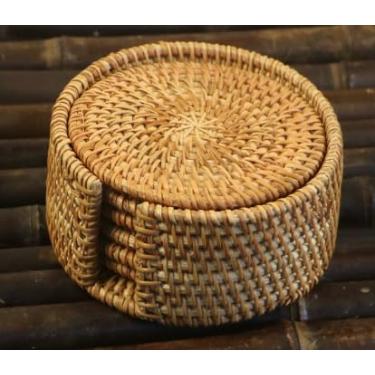 Imagem de Conjunto de porta-copos de vime para copos de vime