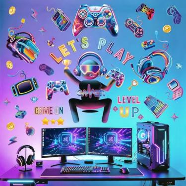 Imagem de wondever Adesivos de parede Gamer Controlador Gamer Joystick de videogame Peel and Stick Decalques de arte de parede para adolescentes meninos quarto sala de jogos