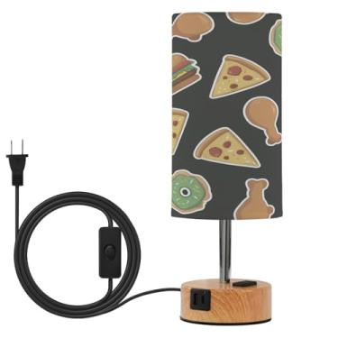 Imagem de Blueangle Adesivo Fast Food Candeeiro de mesa com controle de toque com duas portas USB e tomada CA, regulável em 3 vias para quarto, sala de estar, berçário (511)