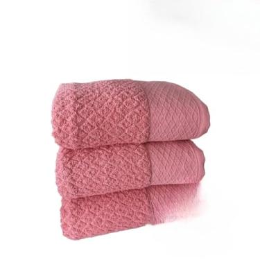 Imagem de Toalha Banho Toalhas de Banho Grandes e Macias 100% AlgodãO Puro Altamente Absorvente AgradáVel ao Toque Adequado para Todos os Tipos de Casas de Banho(Rosa/Rosa/Rosa)