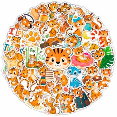 Imagem de 100 adesivos de tigre à prova d'água ou laptop - presentes de tigre e lembrancinhas de festa - adesivos de animais da selva, decalques de vida selvagem - presente para mulheres e homens