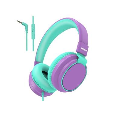 Imagem de MIDOLA Fone de ouvido infantil com fio, volume limitado, 85/94 dB, fone de ouvido dobrável com microfone, proteção auditiva, fones de ouvido para crianças, meninos, meninas, crianças, escola