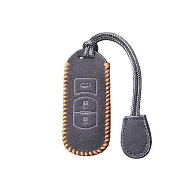 Imagem de Capa de couro para chave de carro compatível com Mazda 2 3 6 Axela Atenza CX-5 CX5 CX-3 CX-7 CX8 CX-9 2016 2017 2018 Smart 2/3 Botões Bolsa automática(YY-FMP-020-3-ORANGE)