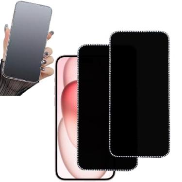 Imagem de WIRIXSYD 2 peças de proteção de tela fosca de privacidade com glitter para iPhone 16 Plus/iPhone 15 Plus/iPhone 14 Pro Max 6,7 polegadas, diamante antiespião brilhante brilhante vidro temperado