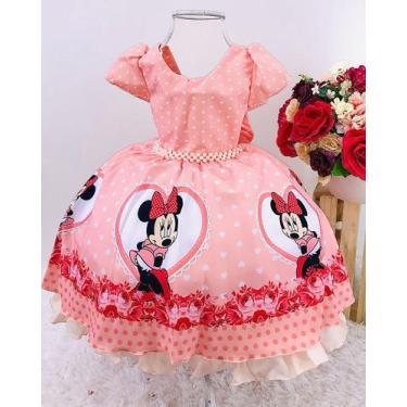 Imagem de Vestido De Festa Infantil Minnie Salmão Coração - As, 1, Salmão