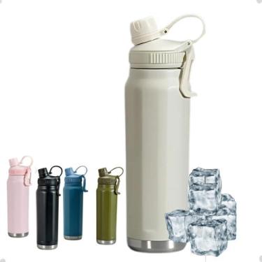 Imagem de Garrafa Térmica MS706 800ml Inox Com Alça Academia - Lumin, Branco