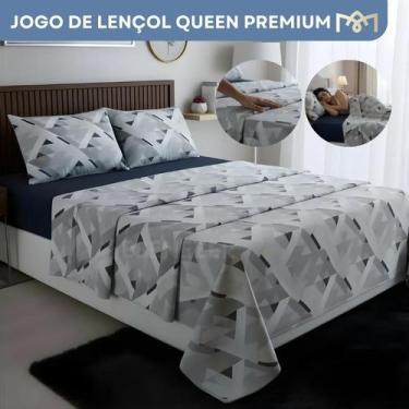 Imagem de Jogo De Cama 4 Peças Queen Padrão Estampado Hipercal 400 Fios Super Ma