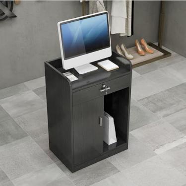 Imagem de Mesa de recepção, mesa de recepção pequena, mesa de recepção com balcão, balcão de recepção de escritório balcão de recepção para supermercado loja de conveniência hotel (preto)