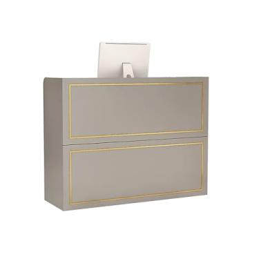 Imagem de Mesa de recepção moderna com balcão, balcão de recepção, recepção, balcão de recepção, balcão de varejo para checkout, para salão de entrada, sala de recepção, escritório (cinza, 80 x 42