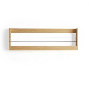 Imagem de Estante de madeira maciça montada na parede - Suporte elegante para revistas e folhetos, organizador de literatura para sala de estar, suporte de livros e jornais de design simples (cor A, tamanho)