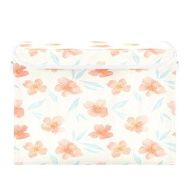 Imagem de Burbuja Caixa de armazenamento de flores com tampa e alças, caixa de armazenamento grande dobrável para prateleiras armário quarto escritório organizador