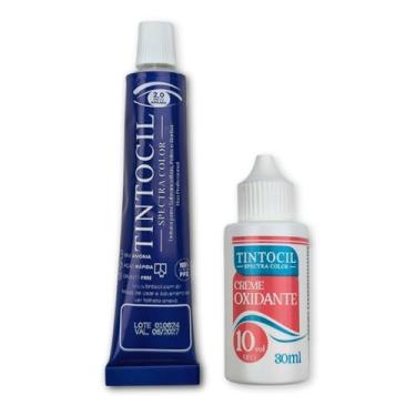 Imagem de Tintura para Sobrancelha e Barba com Creme Oxidante Kit Uso Profissional (Preto Azulado 2.0)