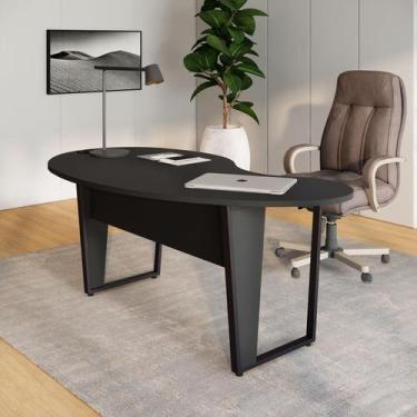 Imagem de Mesa Linear Orgânica 175cm x 92cm com Pés Metal para Escritório F5 Off