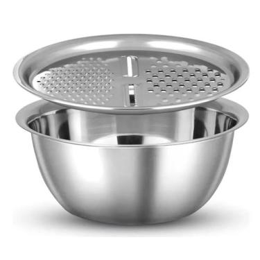 Imagem de Kit 2 Em 1 Ralador Escorredor Bacia Bowl Inox 3,5 Litros - Kadê