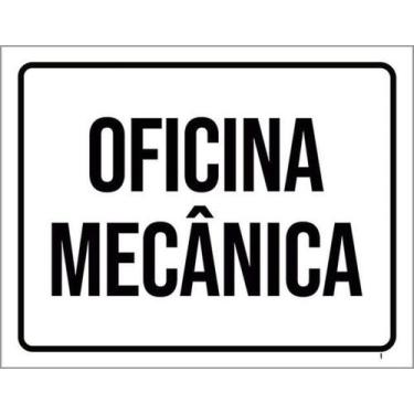 Imagem de Kit 10 Placas Sinalização - Oficina Mecânica Preta - Sinalizo