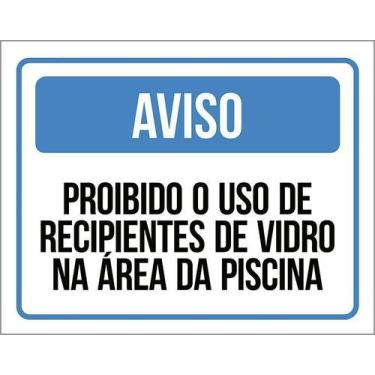 Imagem de Kit 5 Placa Acm Uso Recipientes Vidro Piscina 18X23 - Sinalizo