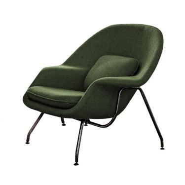 Imagem de Poltrona Womb Chair Sem Puff Base Preta Linho Verde