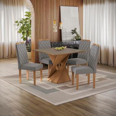 Imagem de Conjunto Sala De Jantar Luna Kappesberg 4 Cadeiras Veludo Titanio