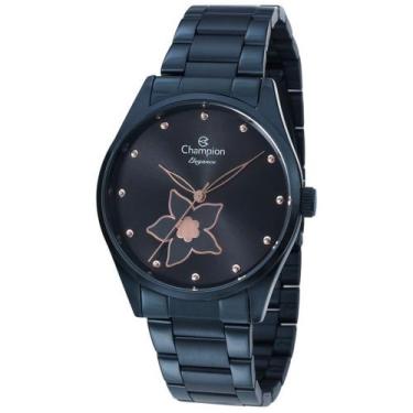 Imagem de Relógio CHAMPION feminino flor azul preto CN24333D