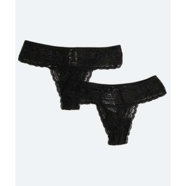 Imagem de Kit 2 Calcinhas Fio Dental Renda Marisa-73602, Preto, M