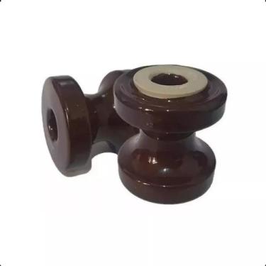 Imagem de Isolador Roldana de Porcelana 72x72 mm  Fertak para Cerca Elétrica