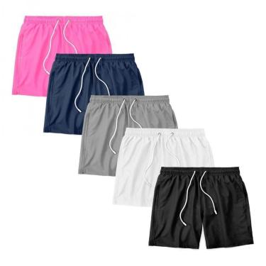 Imagem de Kit 5 Shorts Bermuda Masculino Tactel Liso Praia Academia-Masculino