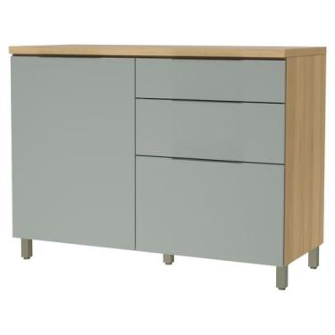 Imagem de Balcão 1 Porta 3 Gavetas 120cm 100% MDF Marquesa Nesher, Amadeirado Na