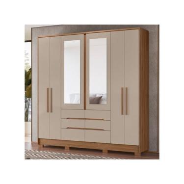 Imagem de Guarda Roupas Casal Com Espelho 6 Portas 6 Gavetas San Francisco Madei