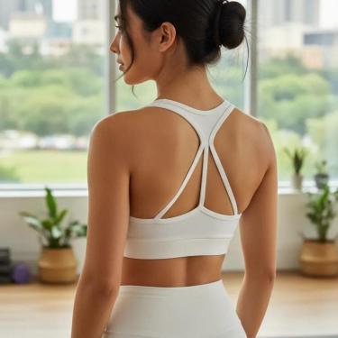 Imagem de Top Costas Nadador OFFWHITE Feminino Yoga Pilates Academia Beach Tennis Feminino-Feminino