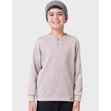 Imagem de Camisa Moletinho Elegante Punho Gola Com Botões Dia a Dia Frio Inverno - Menino 4 a 14 anos-Masculino