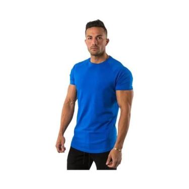 Imagem de Camiseta Masculina Slim Fit De Algodão Para Musculação, Manga Curta, F