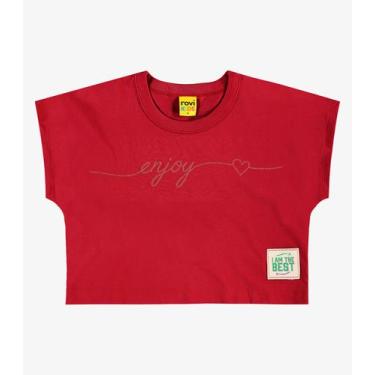 Imagem de Blusa Feminina Meia Malha Moletom Rovi Kids Vermelho, 14, Vermelho