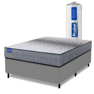 Imagem de Cama Box Casal Probel Molas Ensacadas 138x188x64 Day Springs A Vácuo Branco/cinza Branco / Cinza