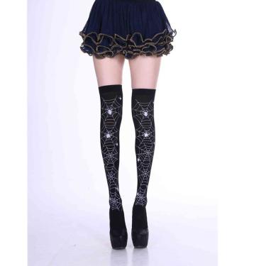 Imagem de Meia Calça 7-8 Cosplay Halloween 90% Nylon 10% Spandex Tamanho Único Adulto 1 Par Teia de Aranha Preto OEM