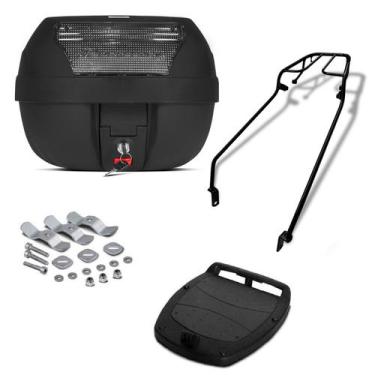 Imagem de Baú Bauleto Preto 28 Litros Com Refletor Pro Tork + Bagageiro Moto, CR