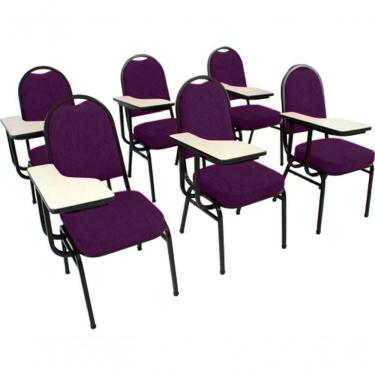 Imagem de Kit Com 6 Cadeiras Para Auditórios Linha Hotel Roxo