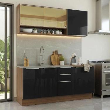 Imagem de Armário de Cozinha Compacta 180 x 60 cm Rustic/Preto Lux Madesa 05, Ru