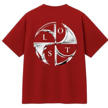 Imagem de Camiseta Oversized Vermelha Lost - 100% Algodão Premium com Estampa DT