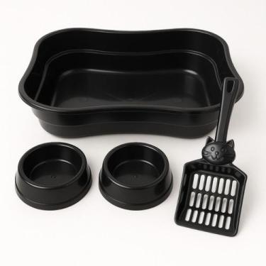 Imagem de Kit Para Gatos Com Caixa De Areia Comedouros E Pá Higiênica Acessórios