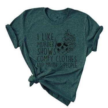 Imagem de Camiseta Laibao Girl's Halloween Horror Murder Shows Green