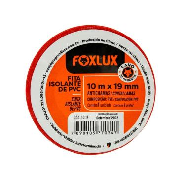 Imagem de Fita Isolante 10m para Emendas e Conexões Elétricas Conjunto 10 Rolos Vermelho Foxlux
