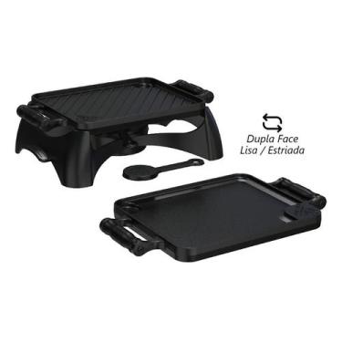 Imagem de Rechaud Bifeteira Dupla Face 23 x 28cm Alça Silicone Preto - Libaneza