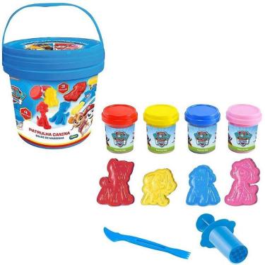 Imagem de Massa de Modelar Patrulha Canina Balde com 4 Potes Moldes Temáticos Atóxico Sunny Brinquedos