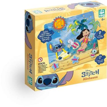 Imagem de Brinquedo Educativo Stitch Alinhavos Montessori com 2 Placas e 16 Peças em Madeira MDF Nig Brinquedos